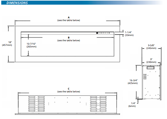 Framing Dimensions of Electric Fireplace with 10 diffrenet colour options and logs as an options