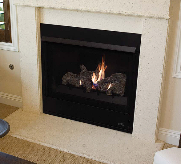 33 inch of Gas Fireplace with black trim finish 